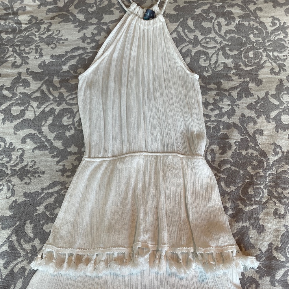 White Halter Above Knee Length Dress